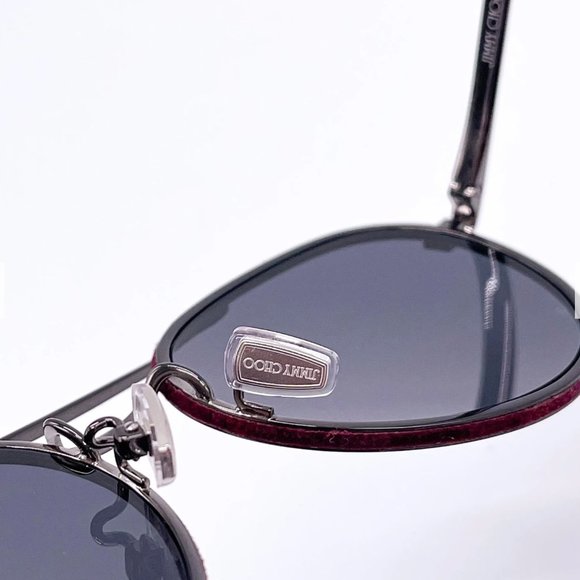 🔥 NEW JIMMY CHOO BURGUNDY METAL UNISEX SUNGLASSES - Picture 9 of 10